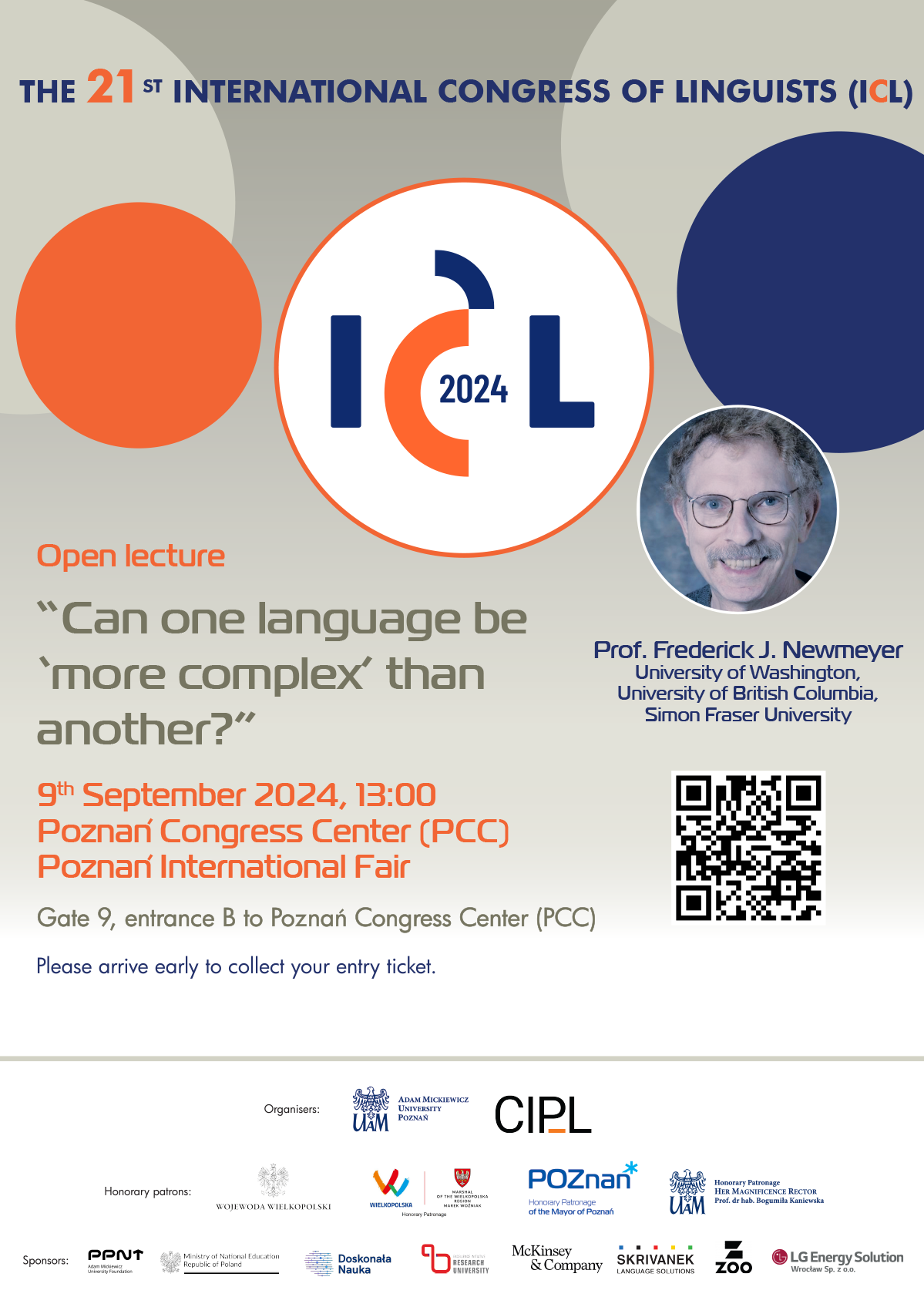 promotional poster: text as in the article, a photograph of Prof. Niemeyer, and a QR code for the abstract