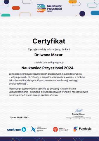 Certyfikat dr Mazur