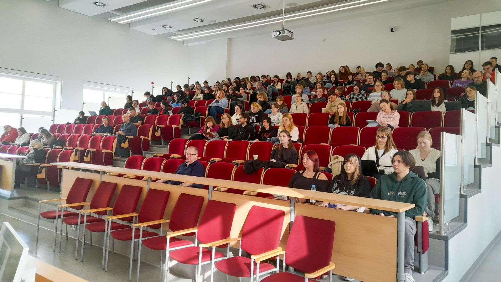 photograph: people sitting in a lecture hall