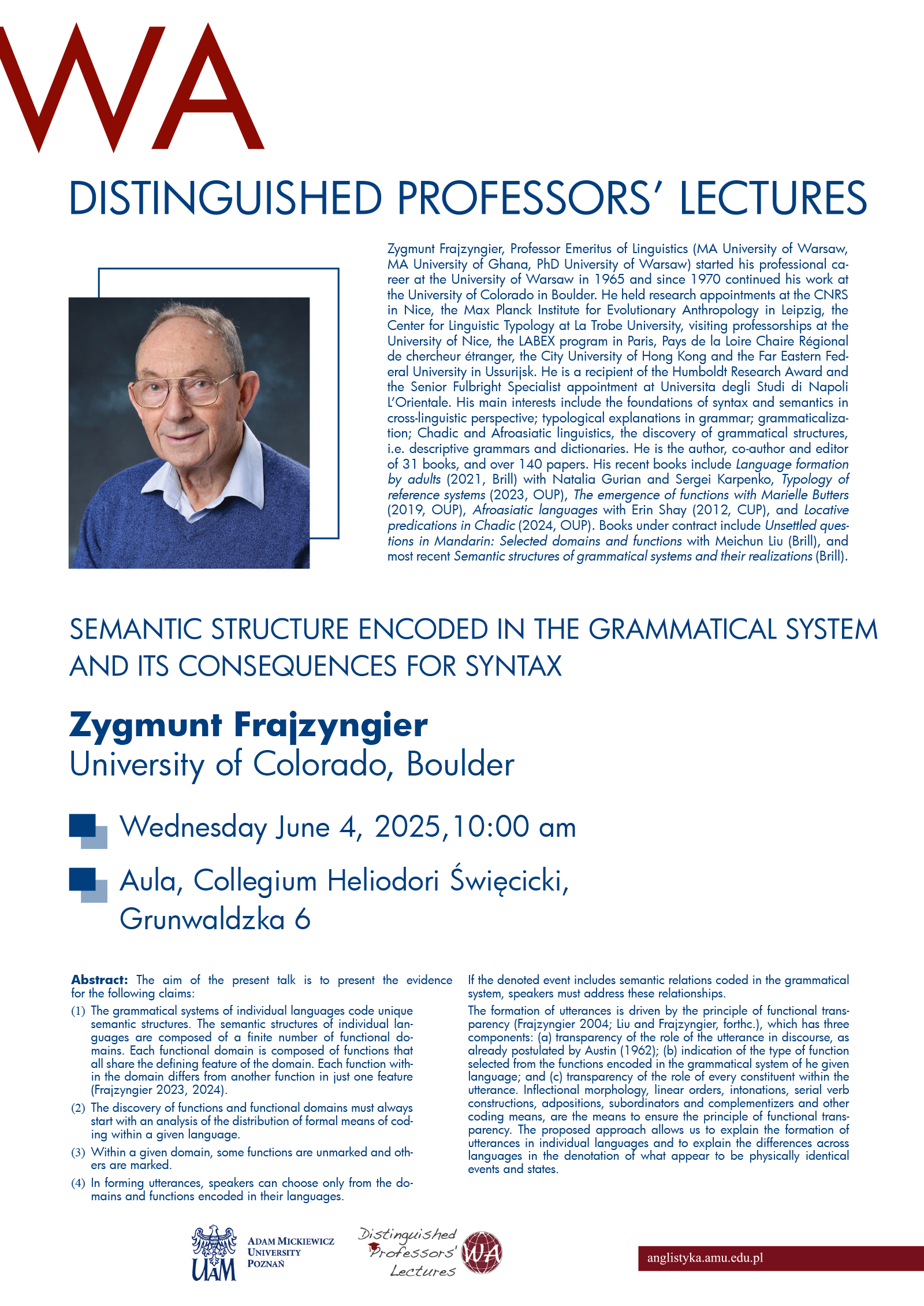 promotional poster: basic information on the event as provided on the associated page, a photograph of the speaker, and some graphics