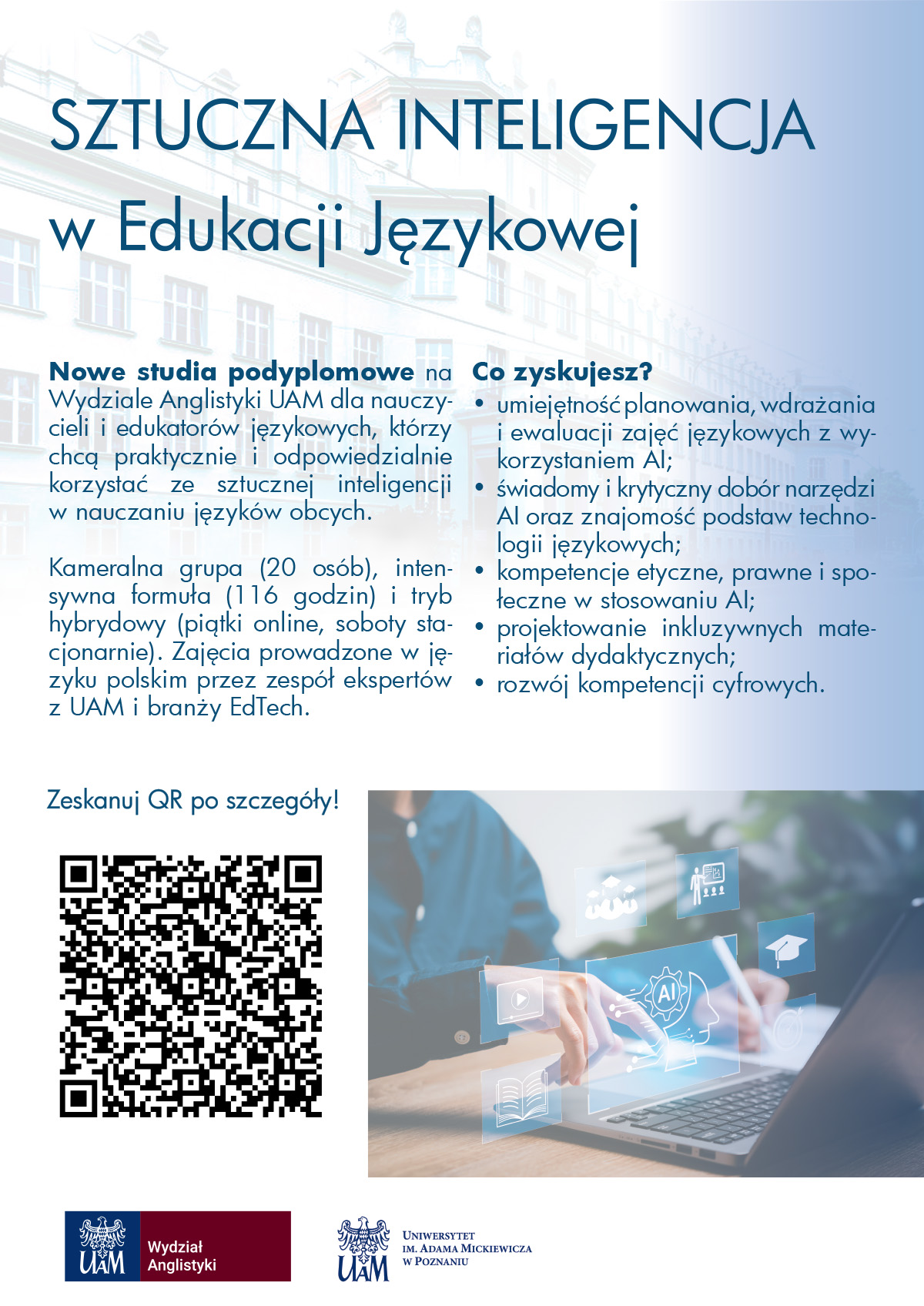 plakat promocyjny: elementy graficzne oraz dużo elementów tesktowych, które są powtórzone na powiązanej stronie
