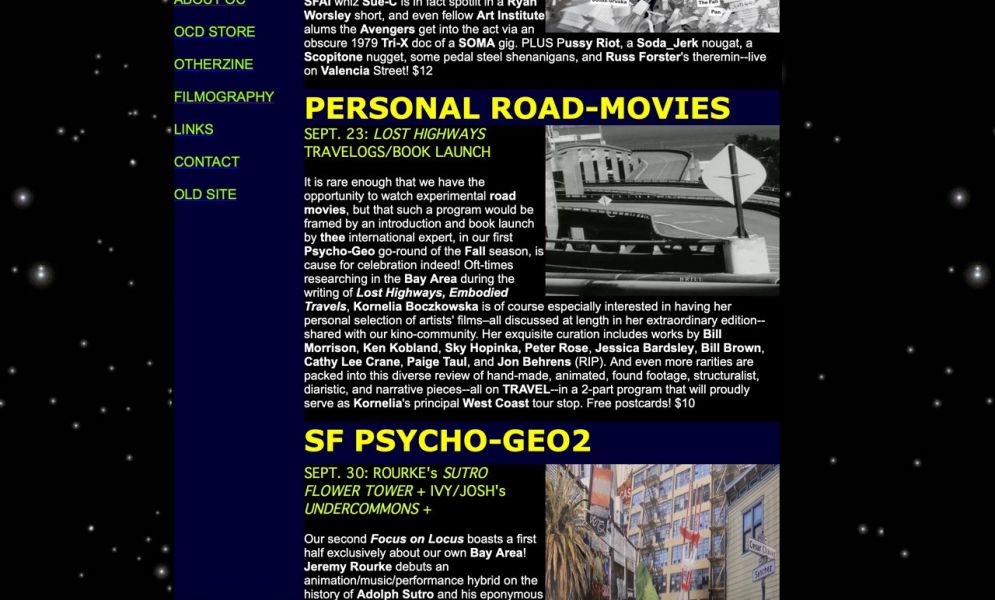 Screenshot of the programme of the Other Cinema in San Francisco, including the event described in this article