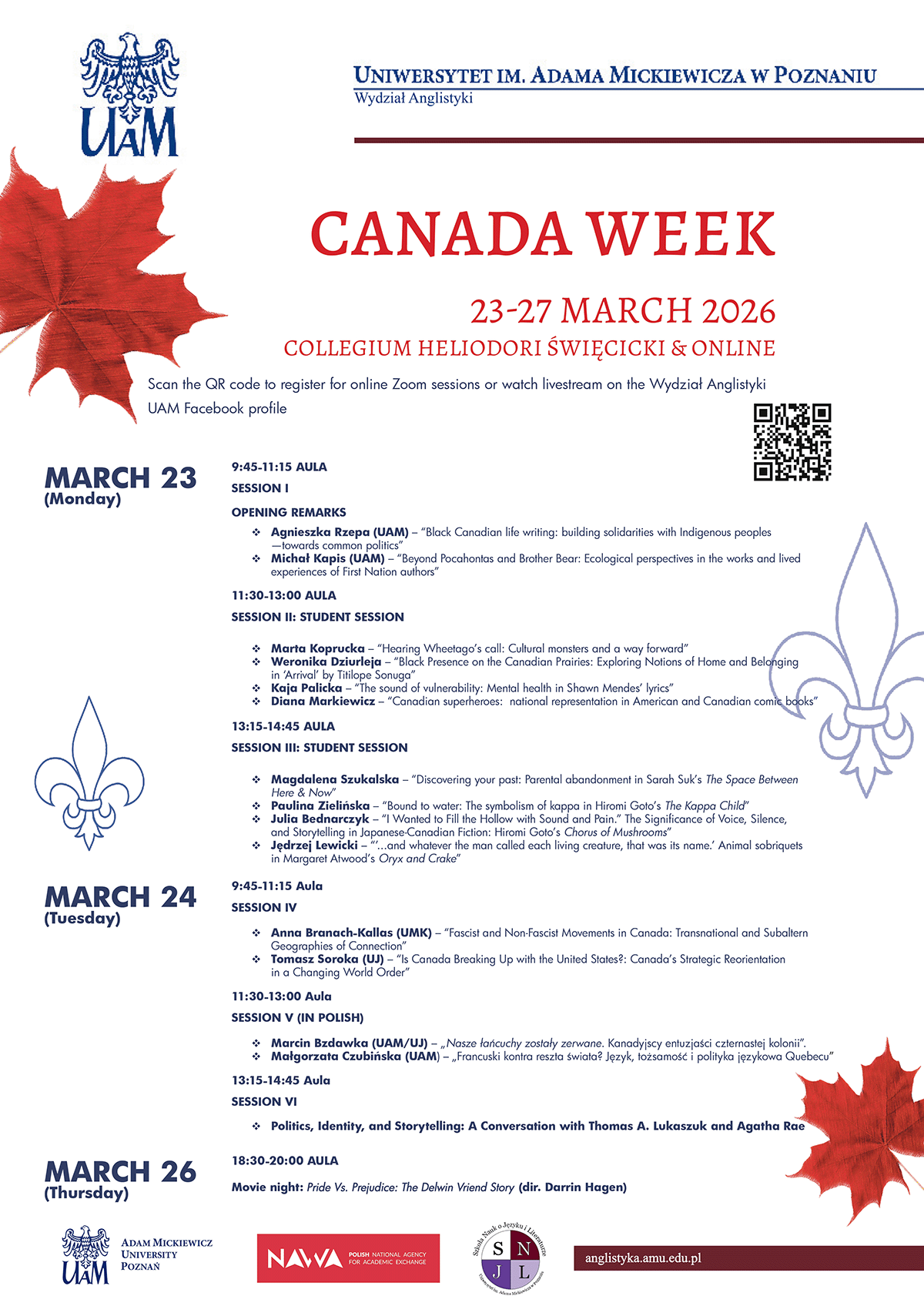 promotional poster: details of the event as provided on the page, including a QR code resoling into the address included in the text