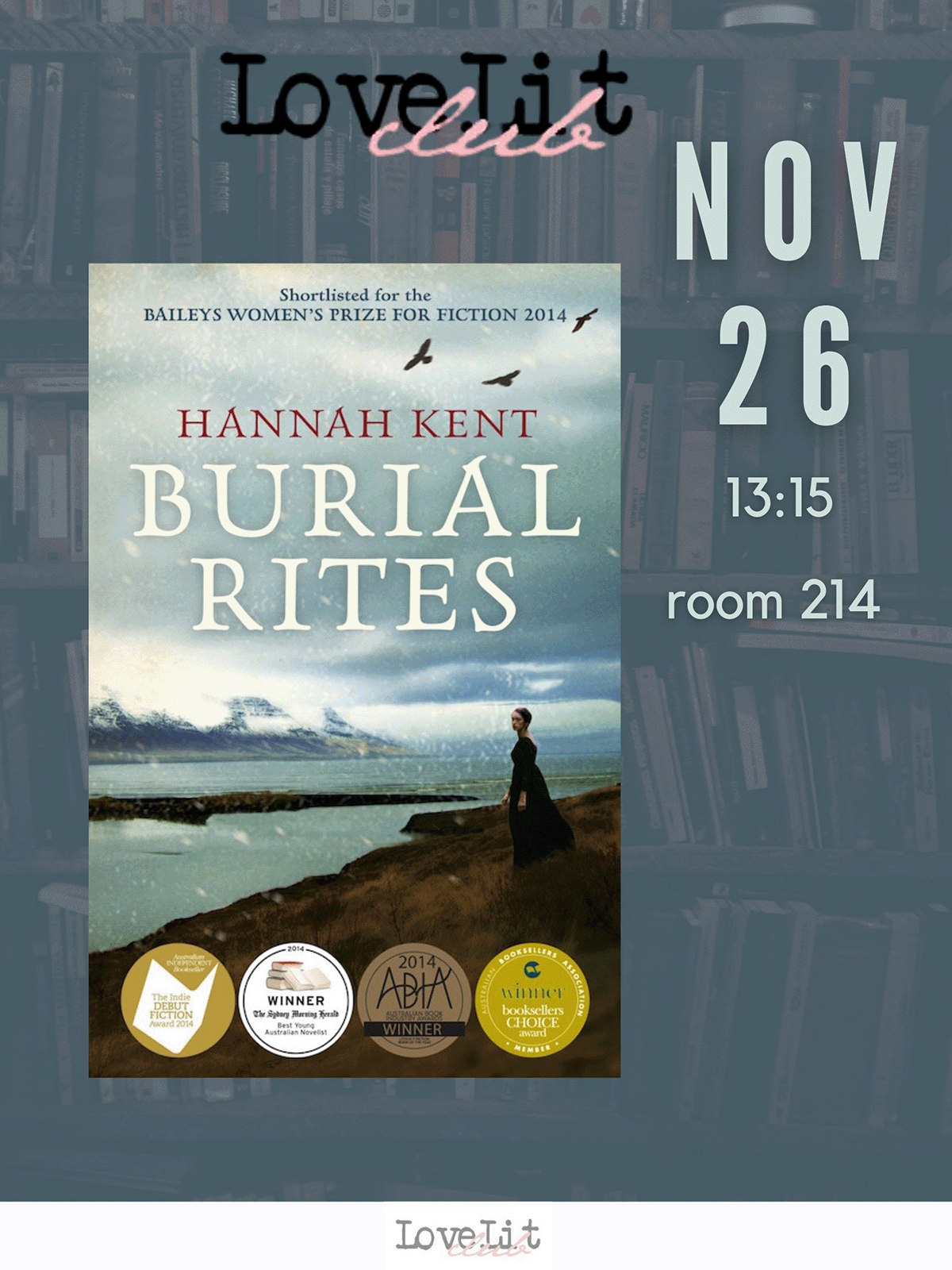 promotional poster: basic information on the event as provided on the associated page and a book cover