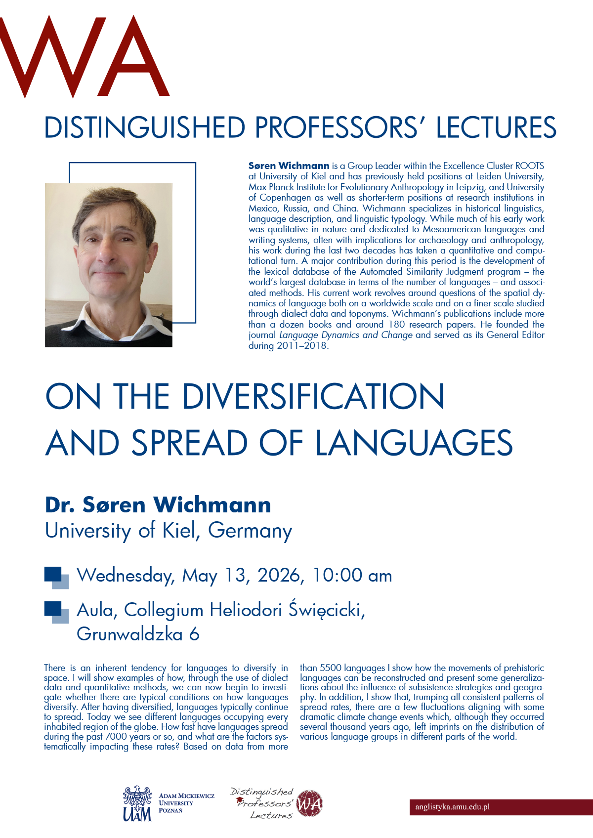 promotional poster promotional poster: basic information on the event as provided on the associated page, a photograph of the speaker, and some graphics