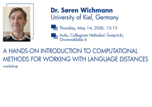 title card: basic information on the event as provided on the associated page, a photograph of the speaker, and some graphics