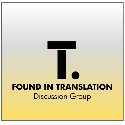logo of &ldquo;Found in Translation&rdquo;; caption in black on a yellow background