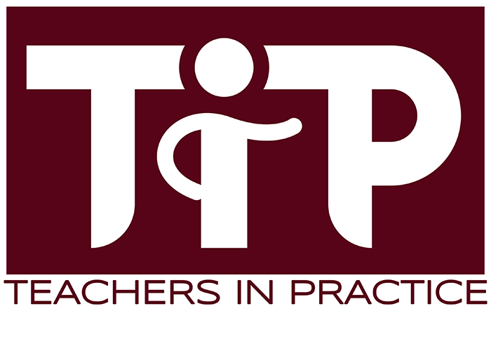 {Teachers in Practice} reading group logo: the initialism TiP and the caption {Teachers in Practice}