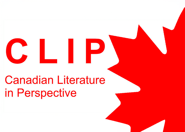 Logo of the Canadian Literature in Perspective reading group, capital letter C, L, I, P, and the name of the group, all in red, next to a picture showing a fragment of a maple leaf