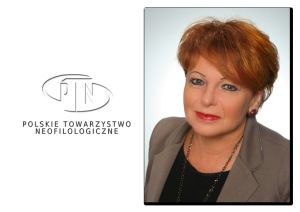 logotyp Polskiego Towarzystwa Neofilologicznego oraz zdjęcie prof. dr hab. Krystyny Droździał-Szelest